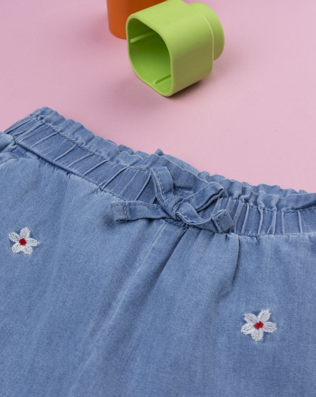 Pantaloni denim bimba ricami