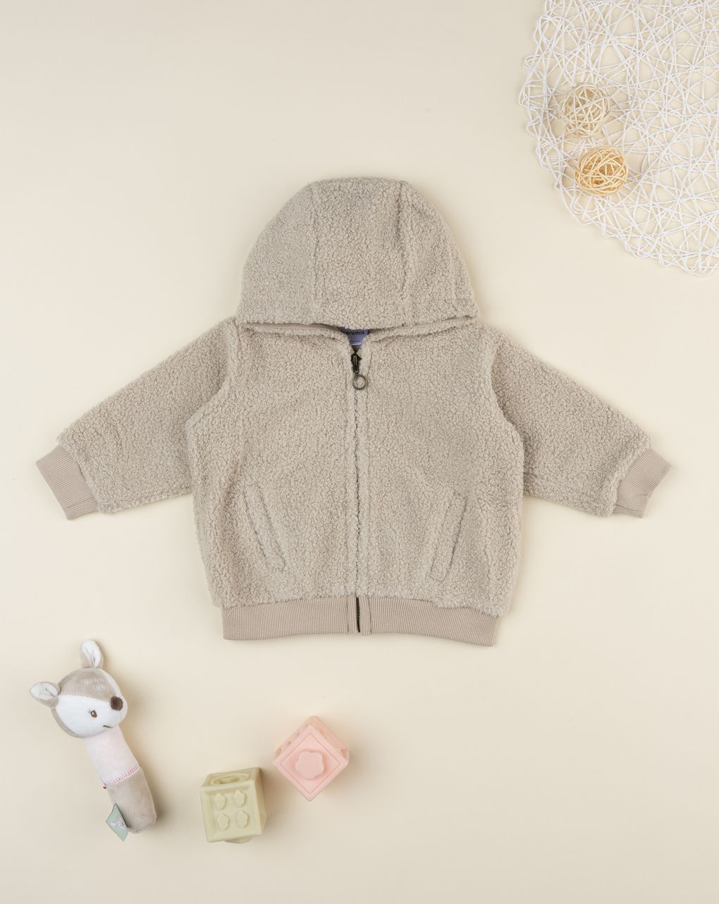 Cardigan fake fue beige neonato