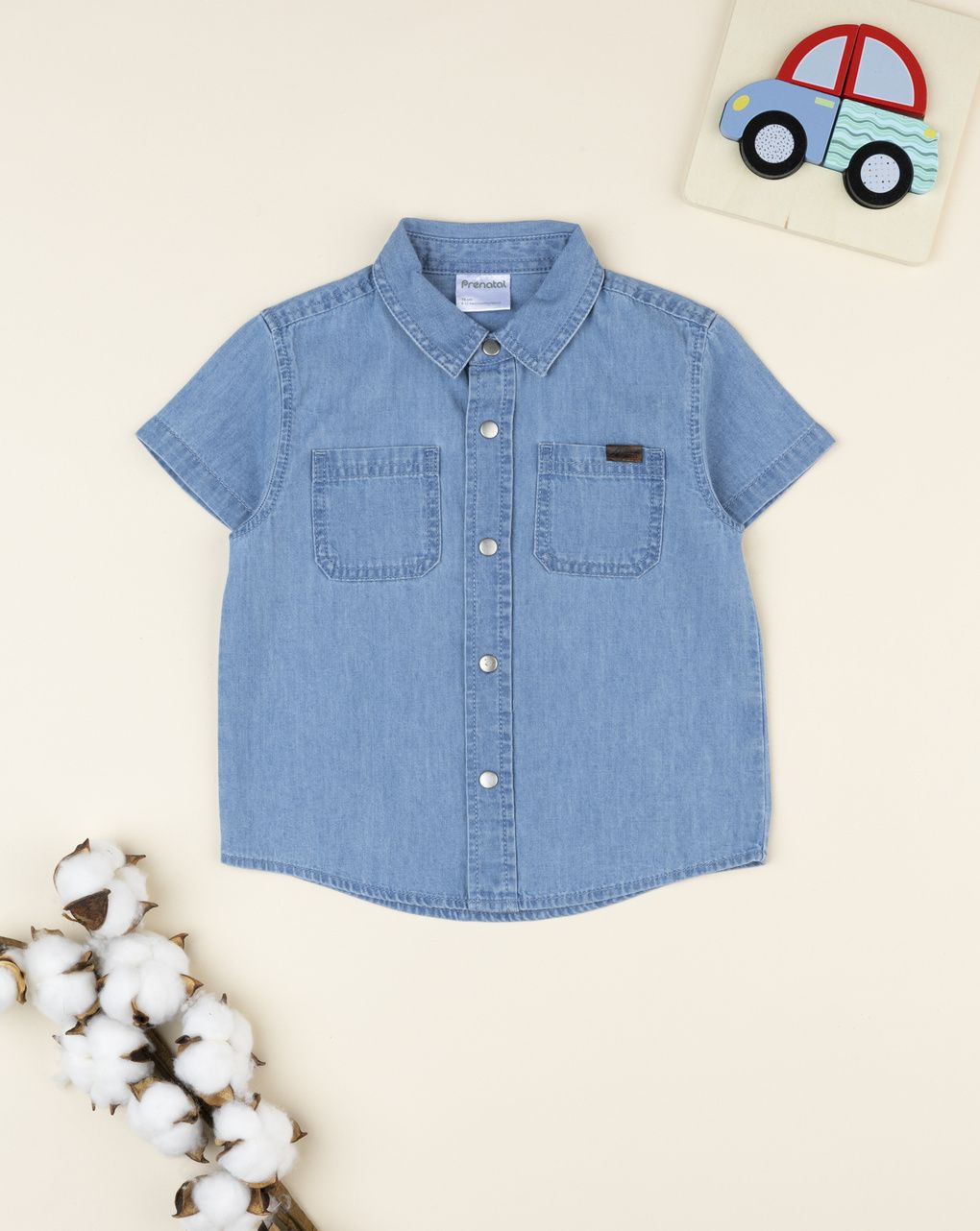Camicia denim bimbo mezza manica
