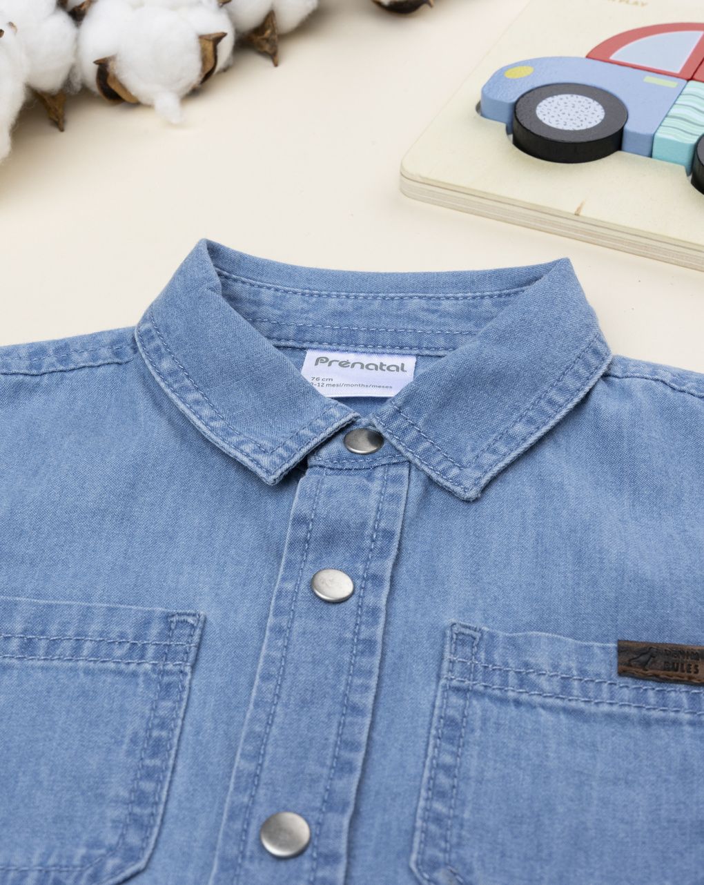 Camicia denim bimbo mezza manica