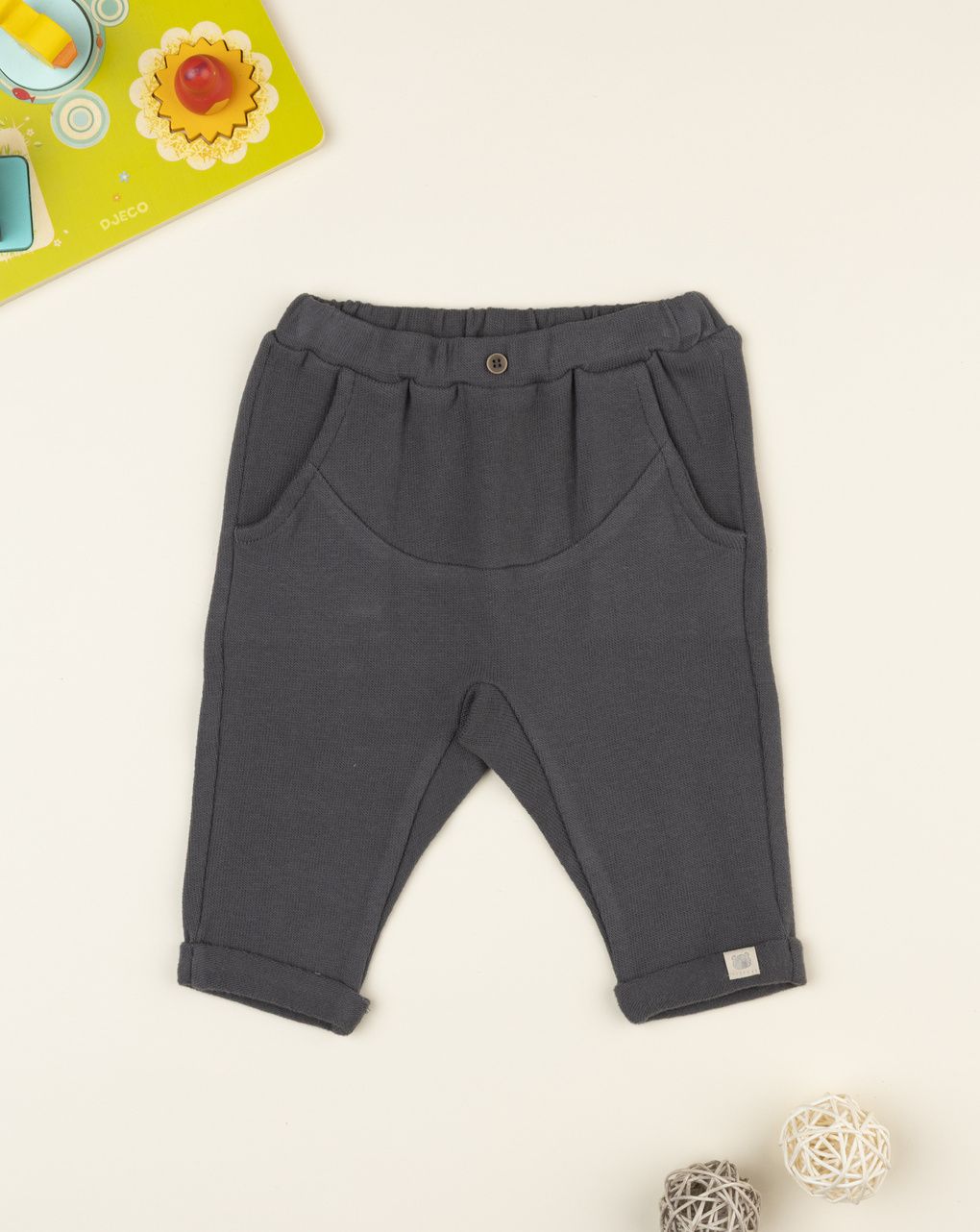 Pantalone bimbo grigio maglina tagliata