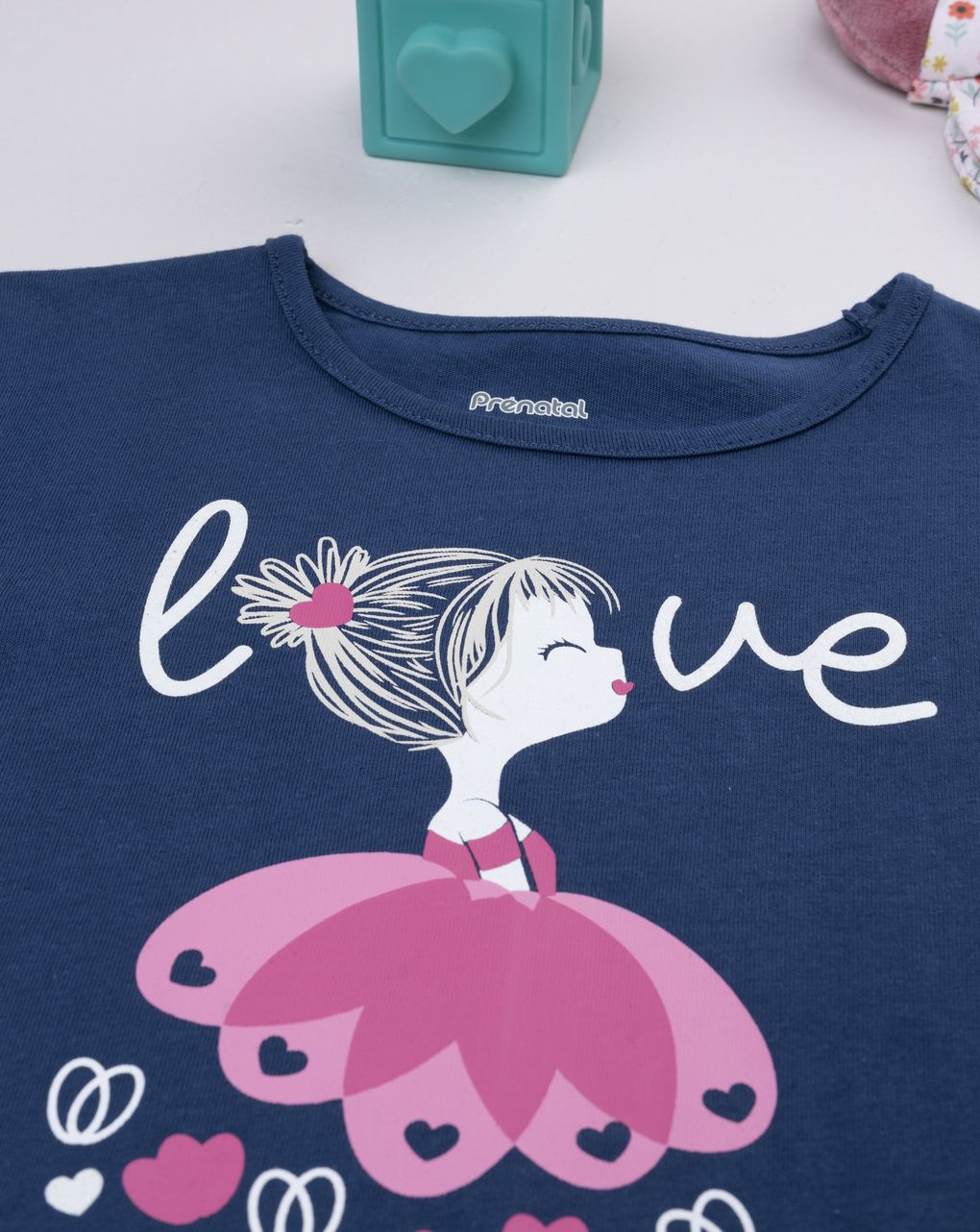 T-shirt bambina blu stampata