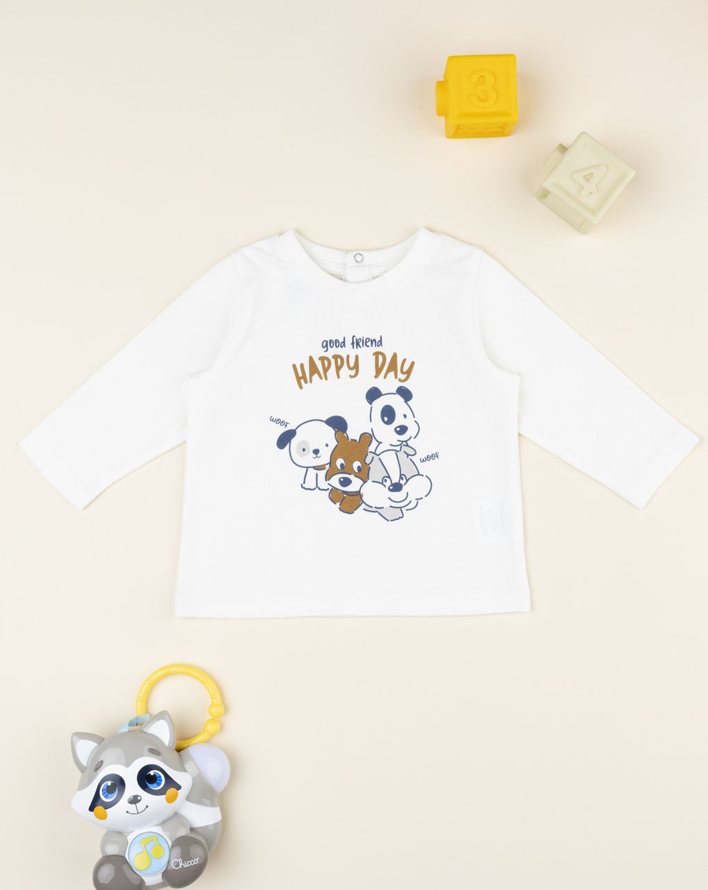 T-shirt bimbo bianca stampata "friends"