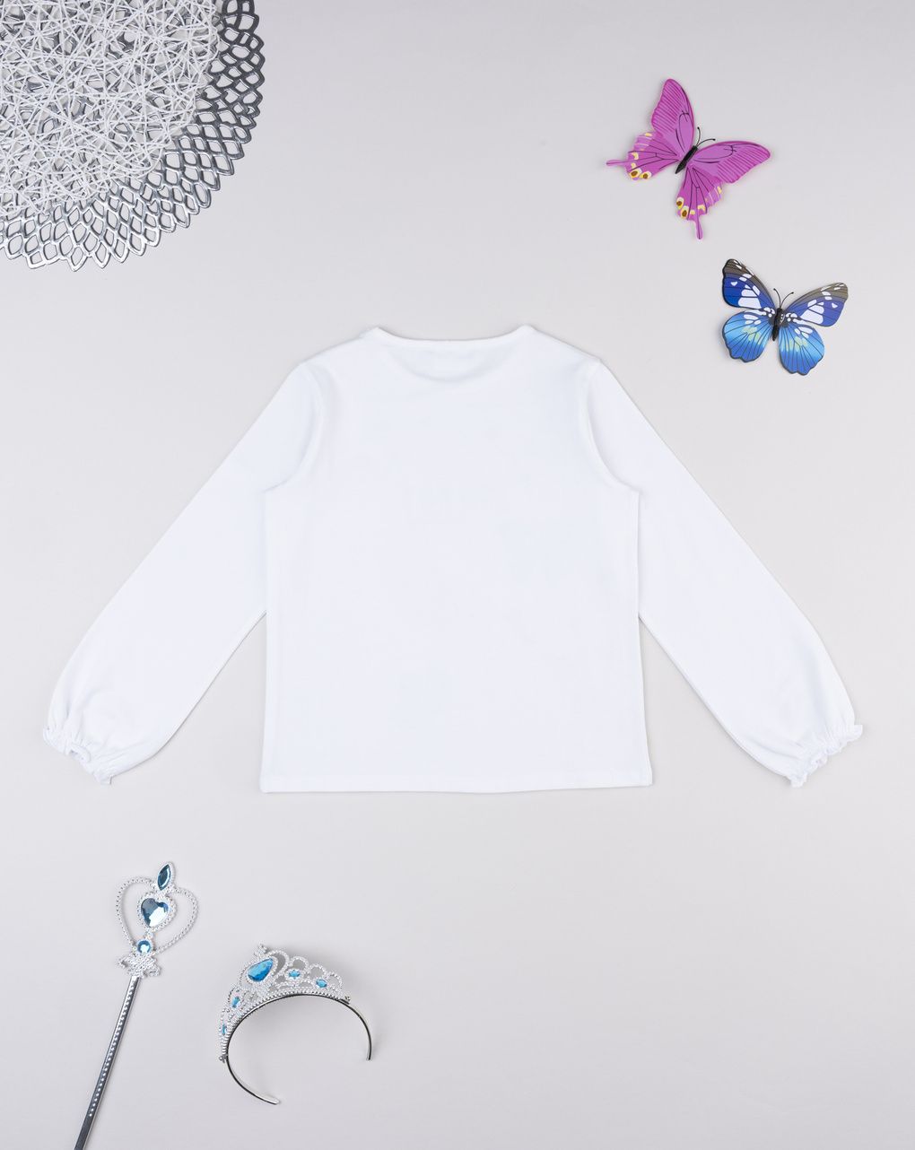 T-shirt bambina bianca farfalle pailettes