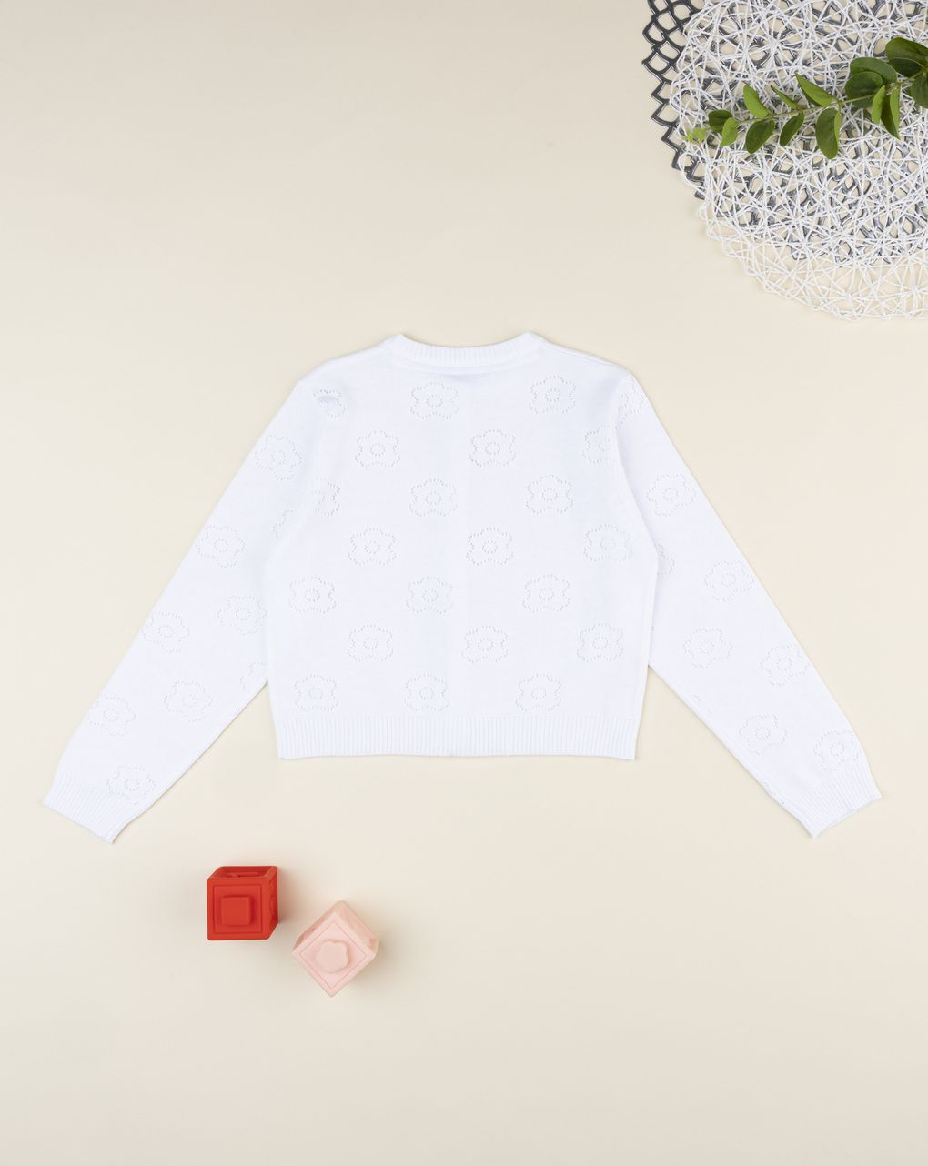Cardigan bianco traforato bambina