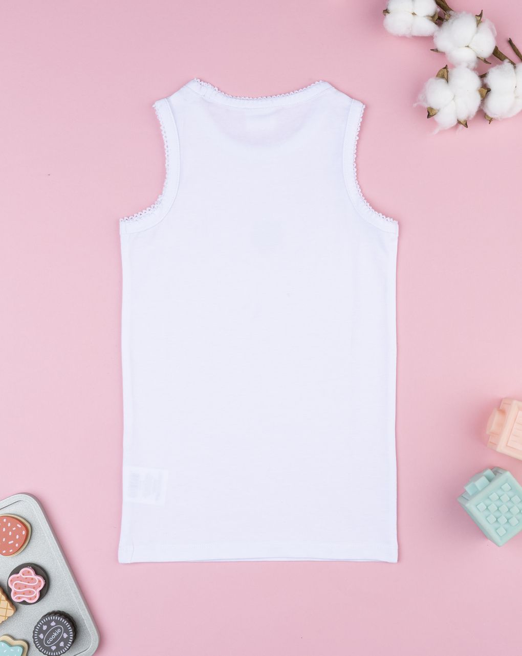 Canotta bambina fragola bianca