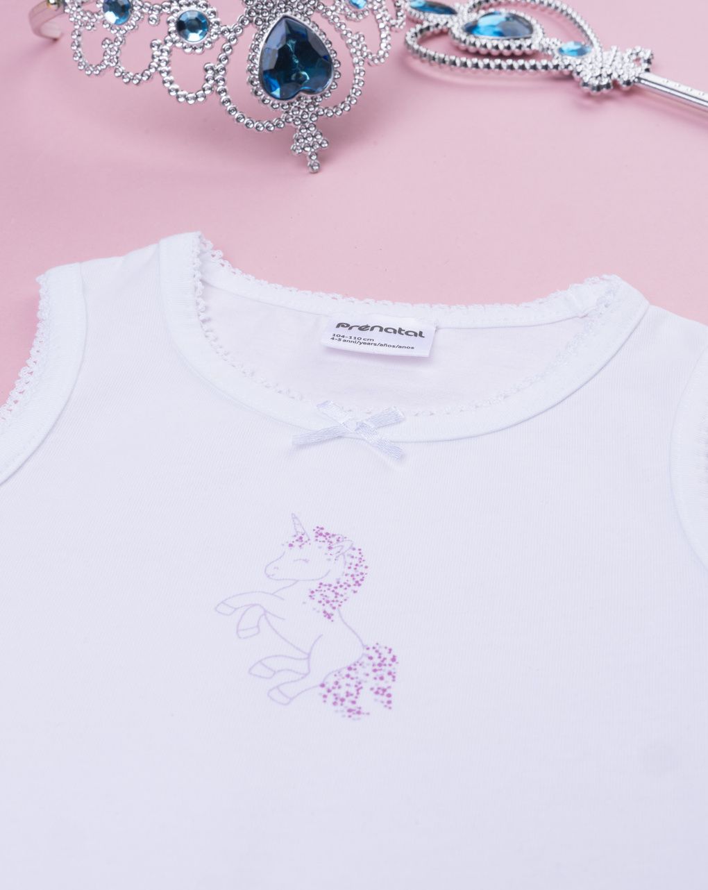 Canotta bambina unicorno bianca