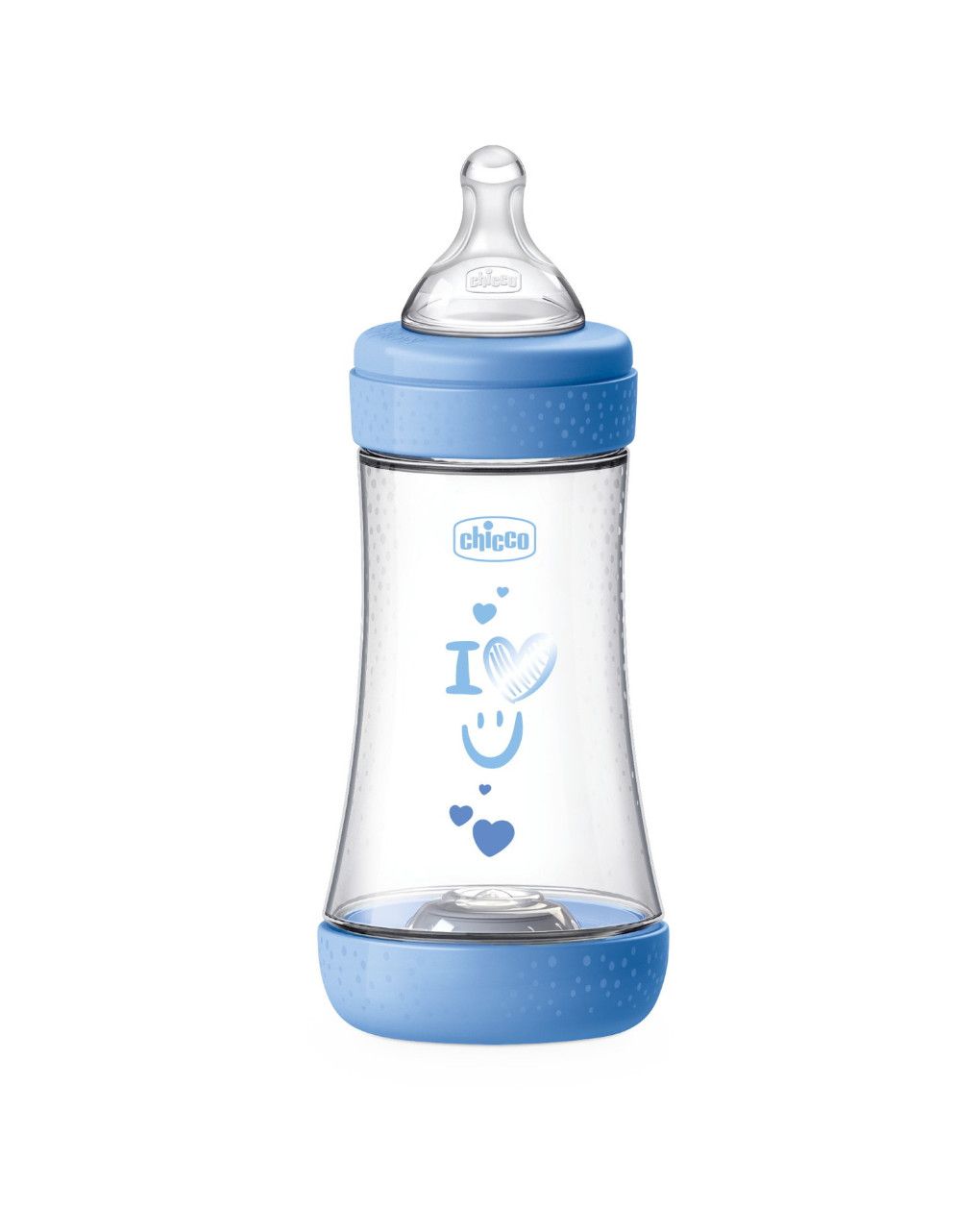 Biberon perfect5 azzurro 240ml in silicone 2 fori - chicco