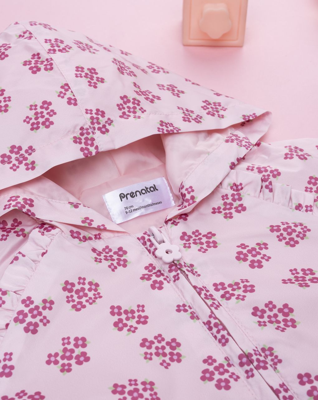 Giacca antivento bimba allover rosa