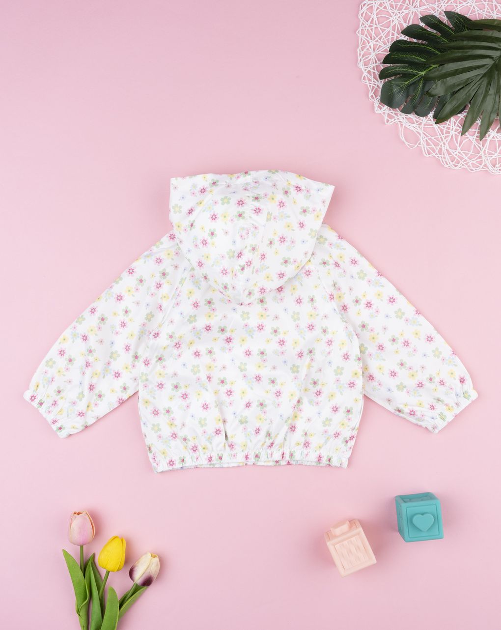 Giacca antivento bimba allover bianca