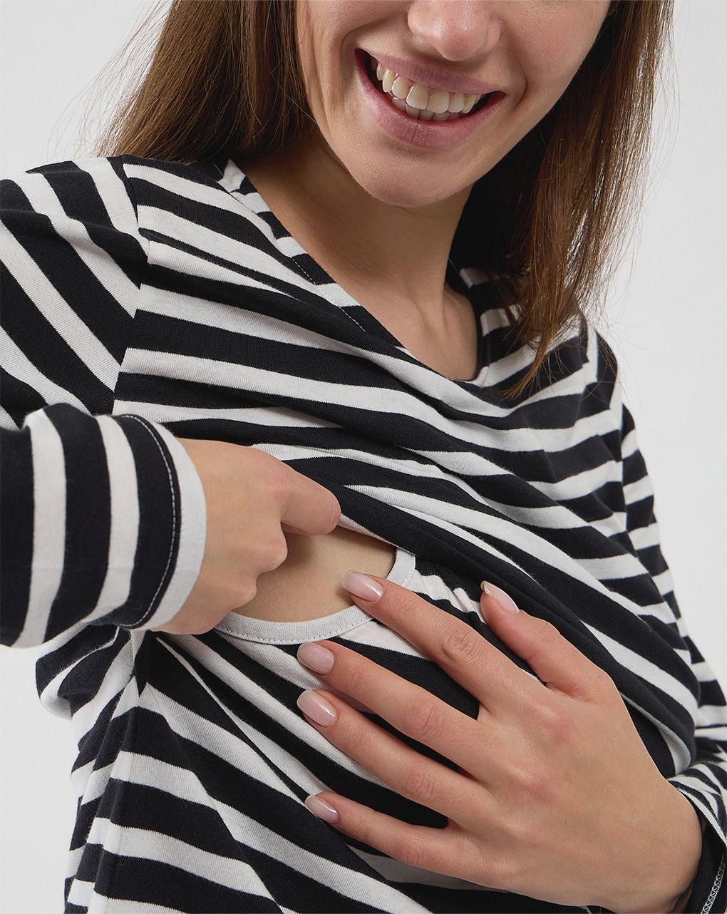 T-shirt allattamento fantasia righe nere