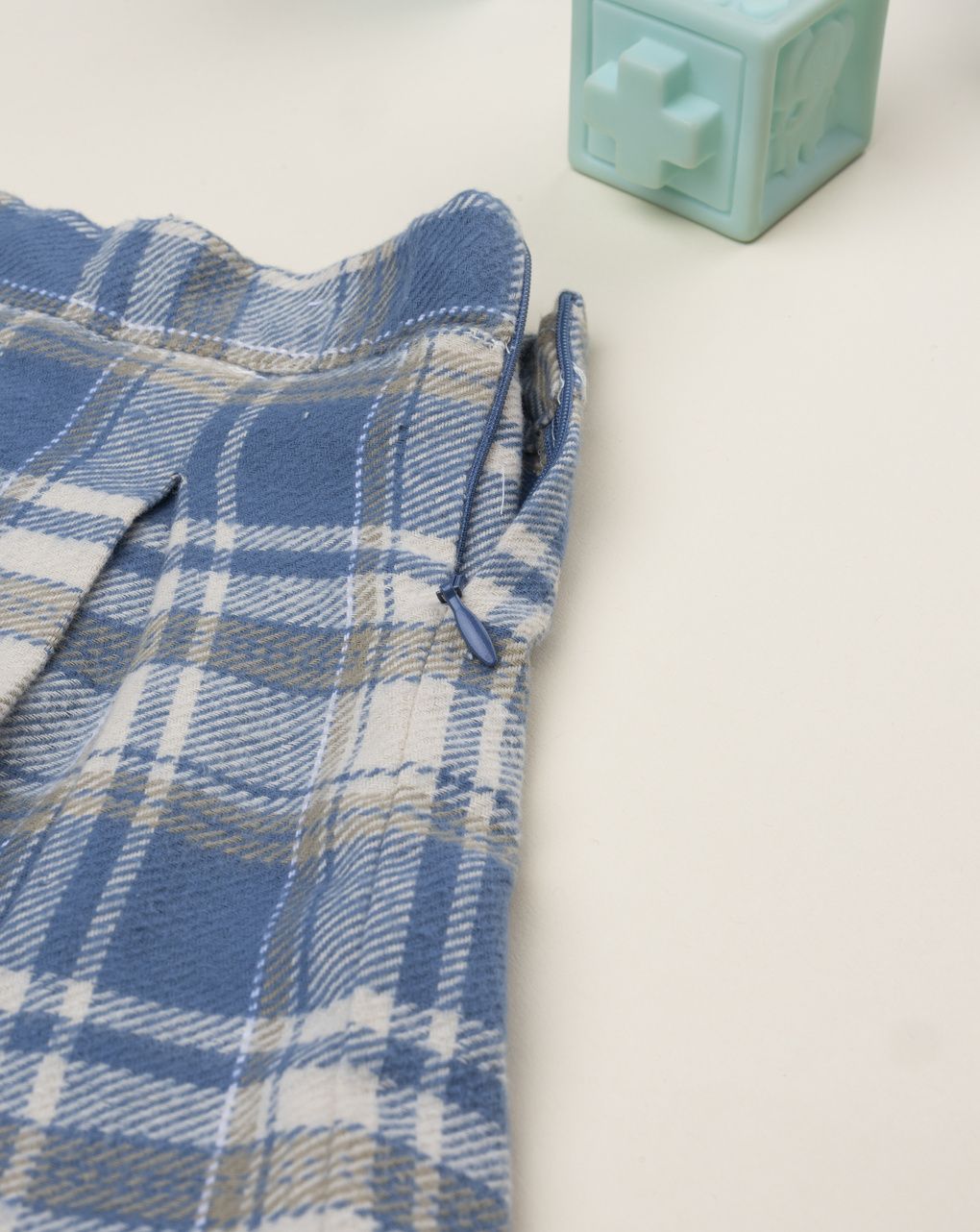 Gonna bambina tartan blu/beige
