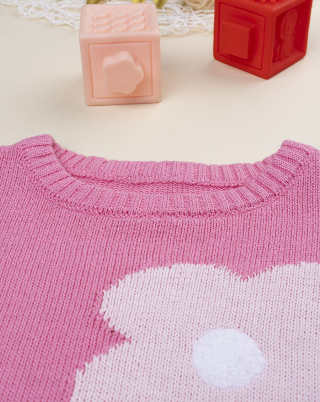 Maglia tricot rosa bambina fiori