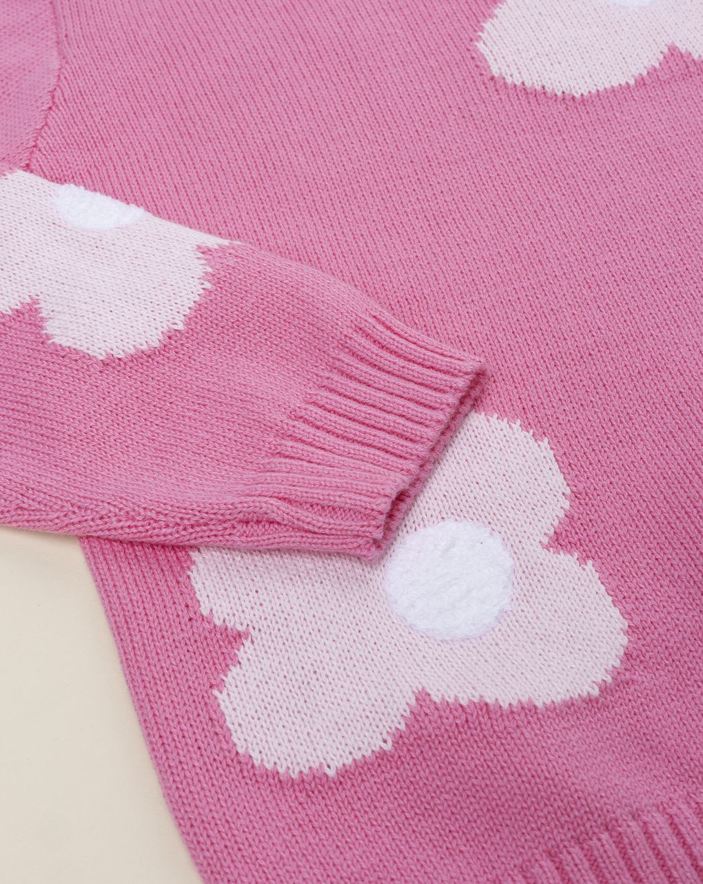 Maglia tricot rosa bambina fiori