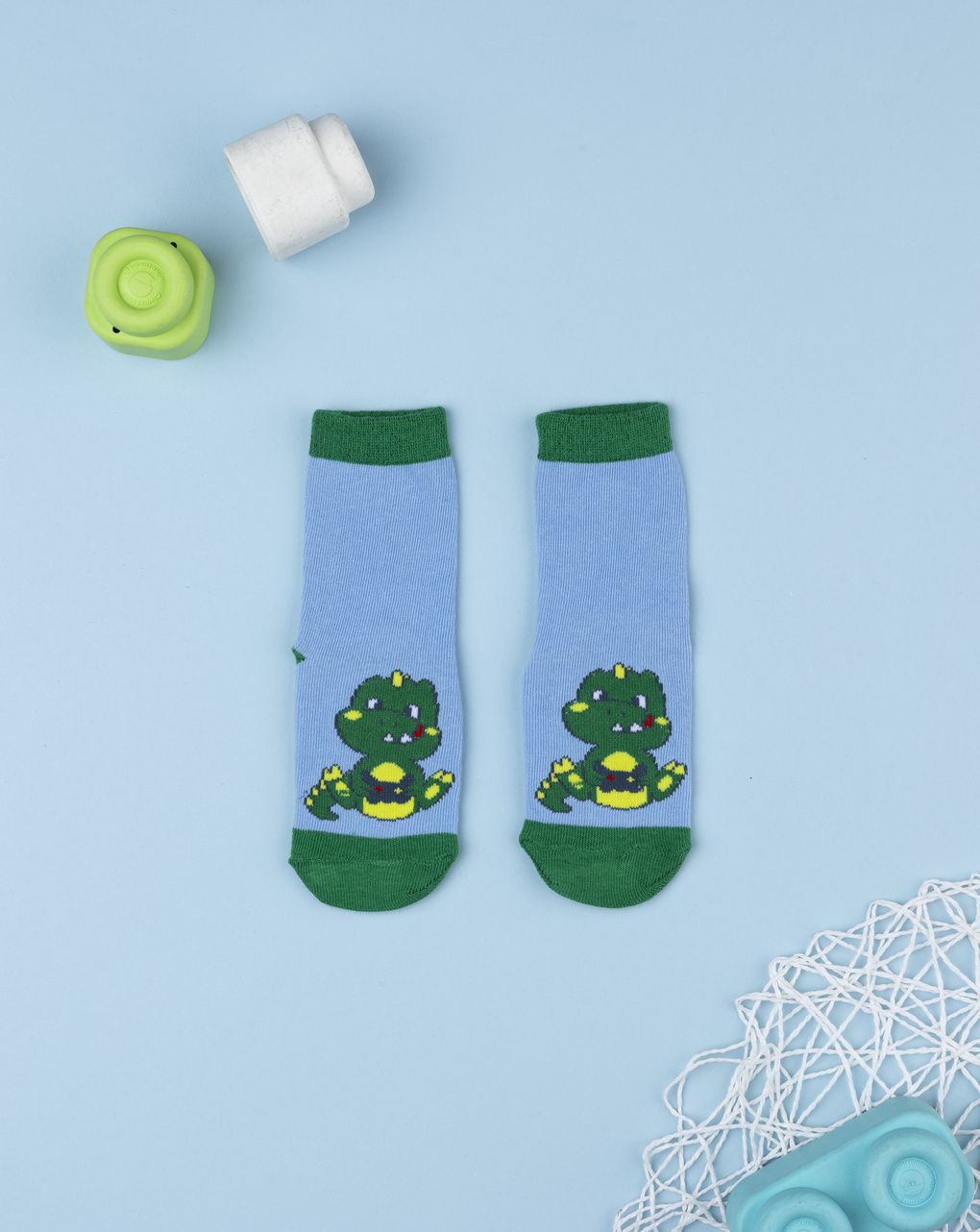 Antiscivolo bimbo dino azzurro/verde