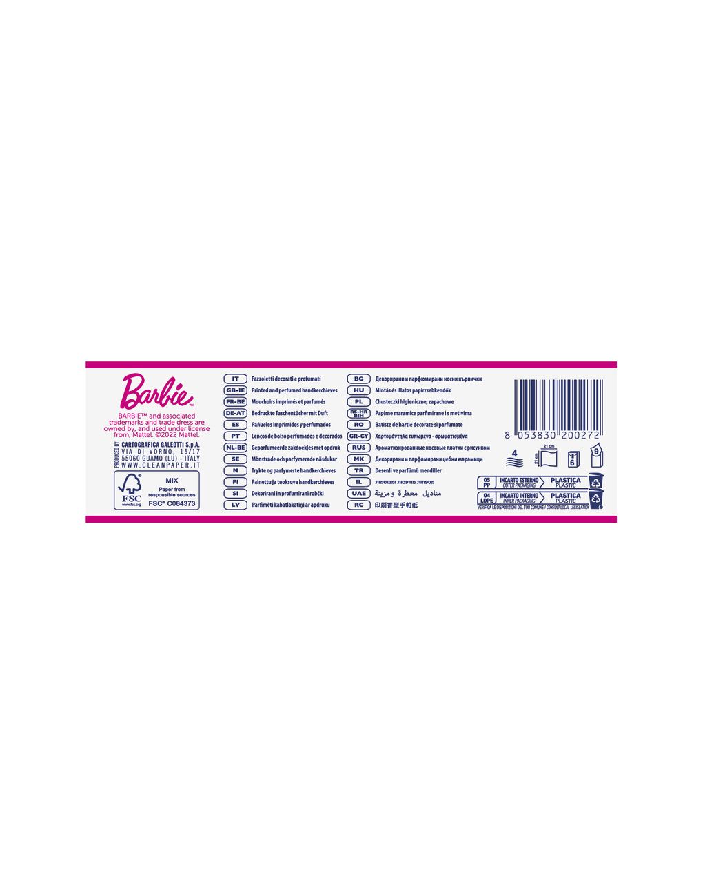 Fazzoletti barbie 6pack vaniglia - clean paper