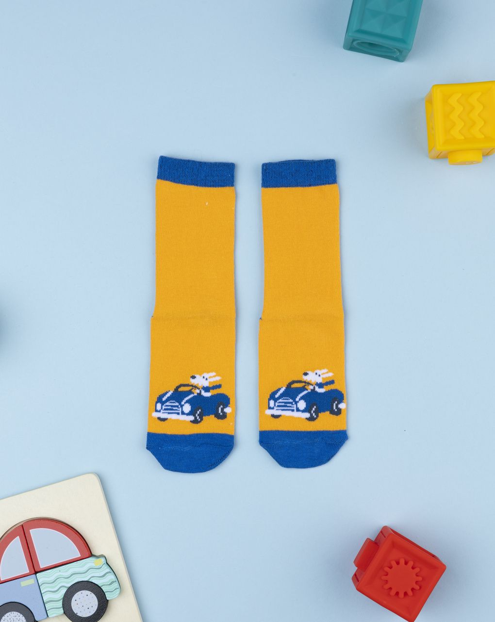 Antiscivolo bambino giallo/blu macchinina