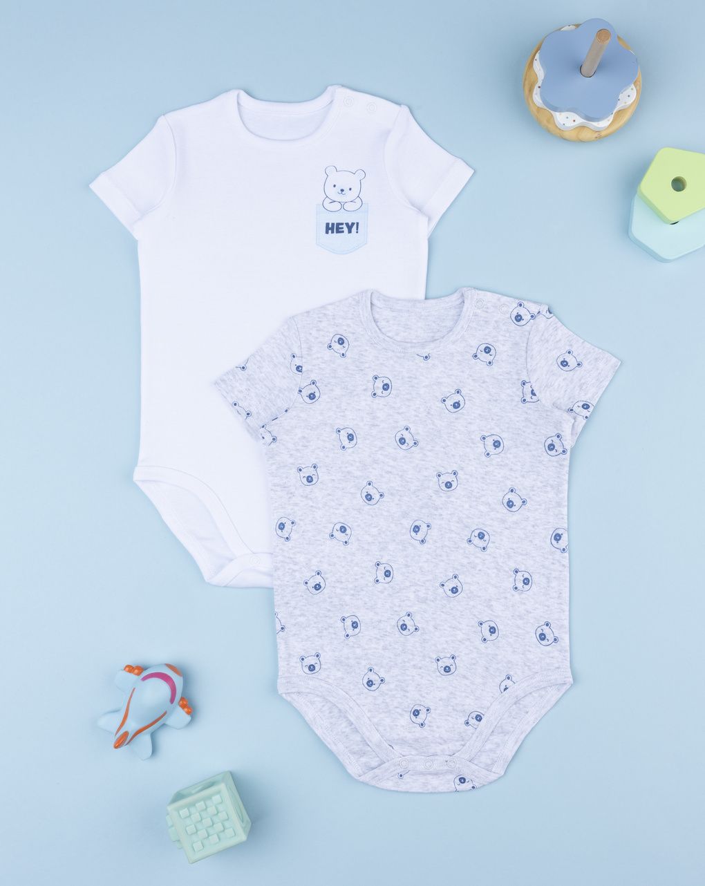 Pack 2 body bimbo orsi bianco/grigio