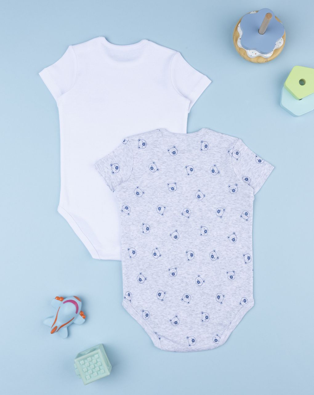 Pack 2 body bimbo orsi bianco/grigio