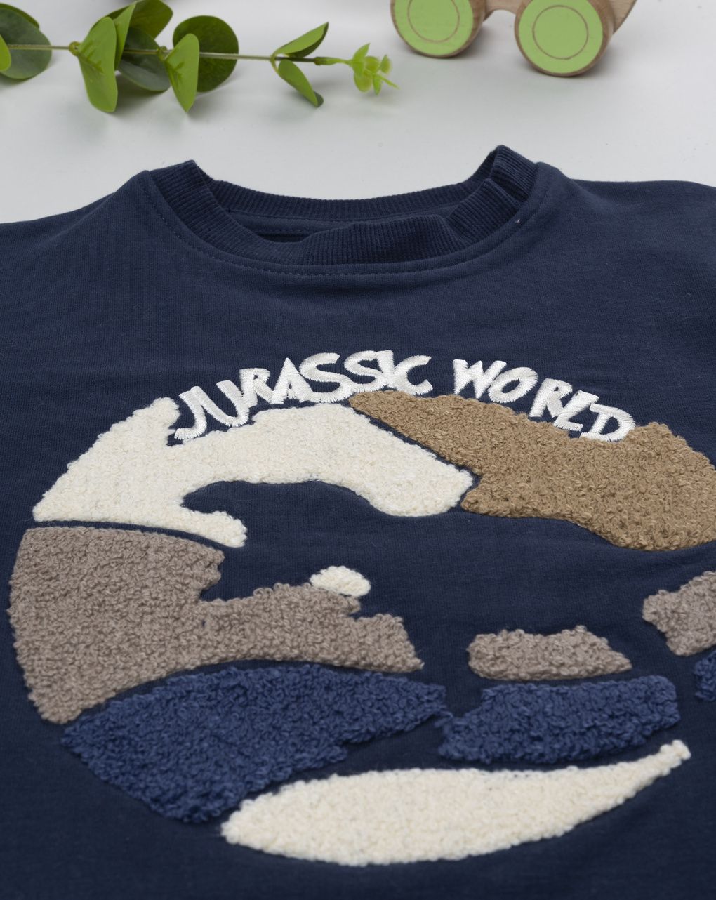 Felpa blu bambino dinosauri