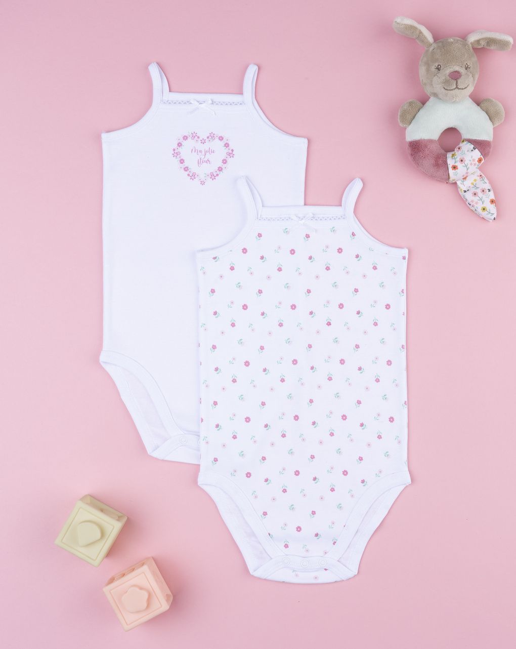 Pack 2 body bimba fiori spalla stretta