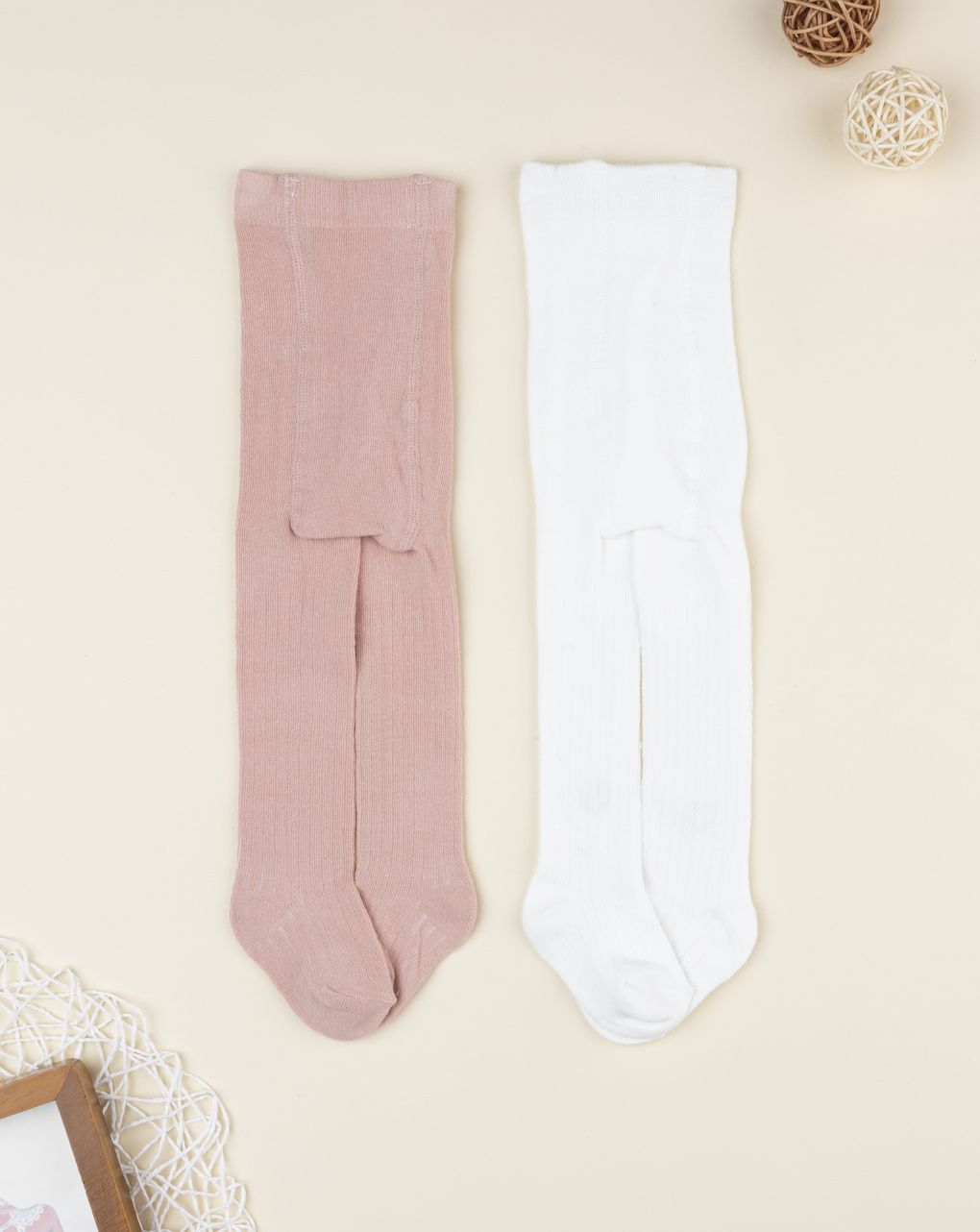 Pack 2 collant coste bambina con cuori