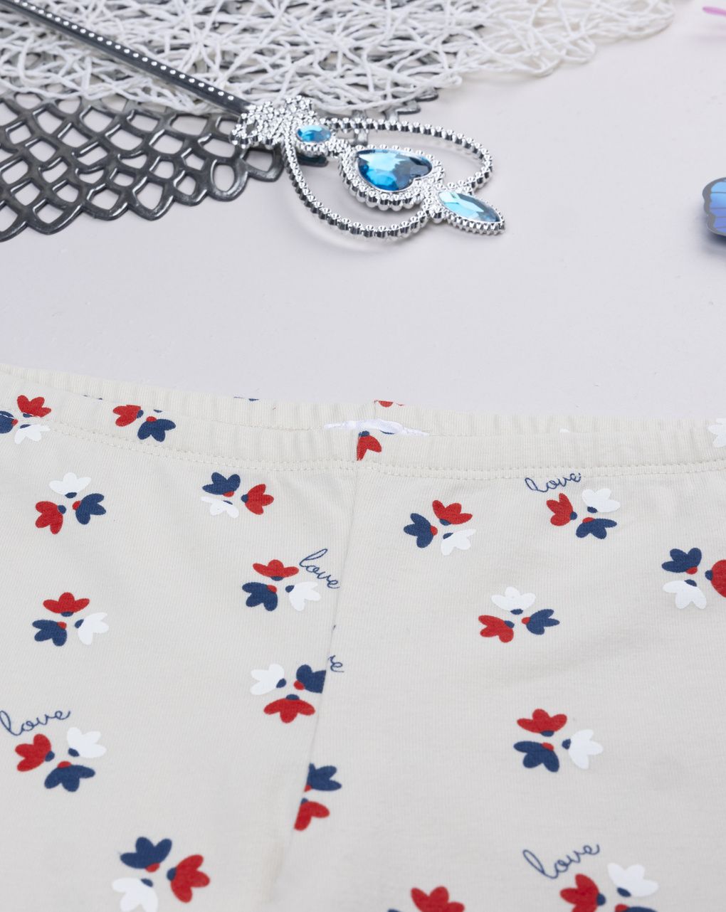 Legging bambina beige fiori allover