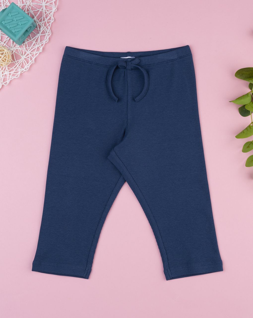 Legging 3/4 bimba blu con fiocco
