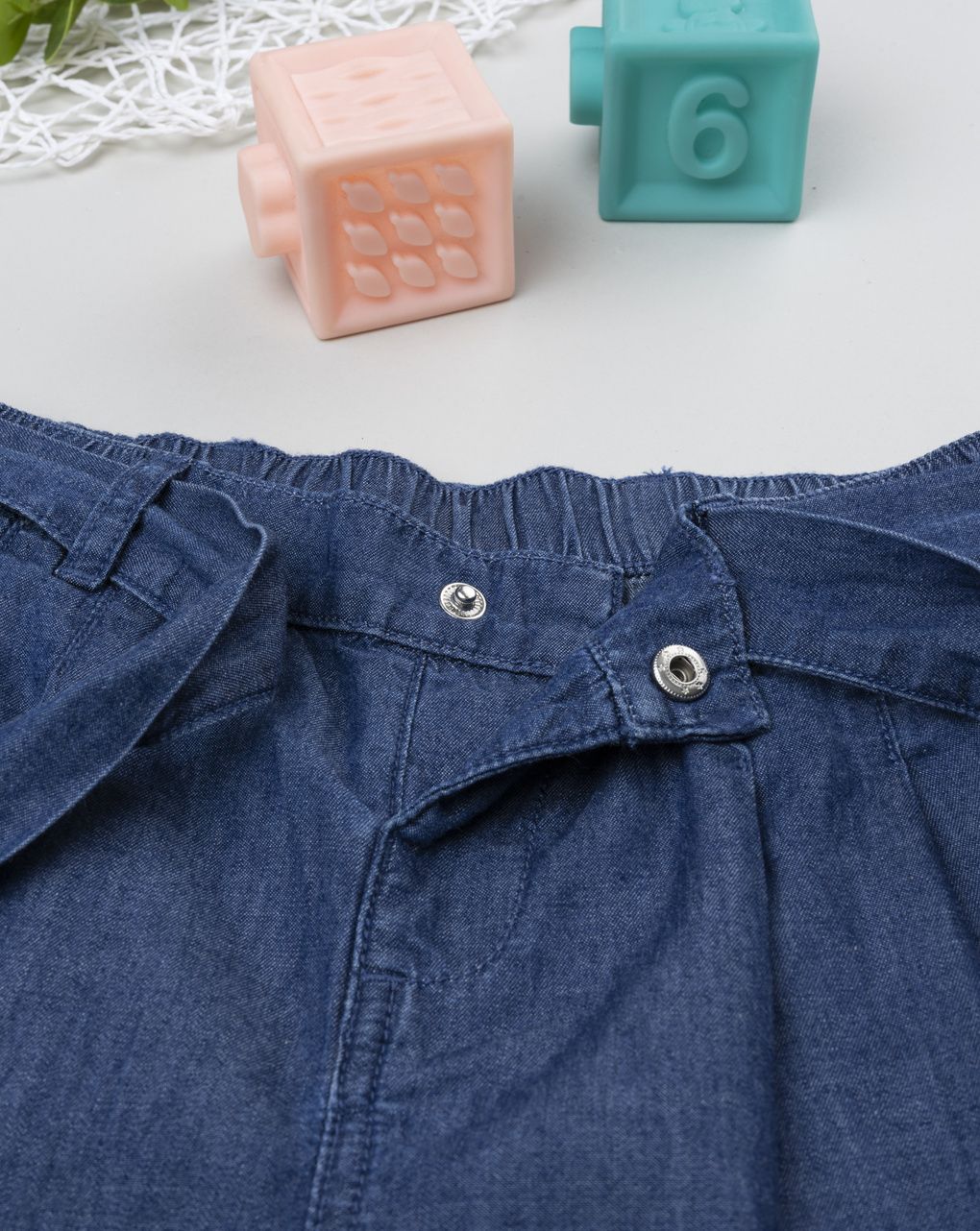 Shorts chambray scuro bambina