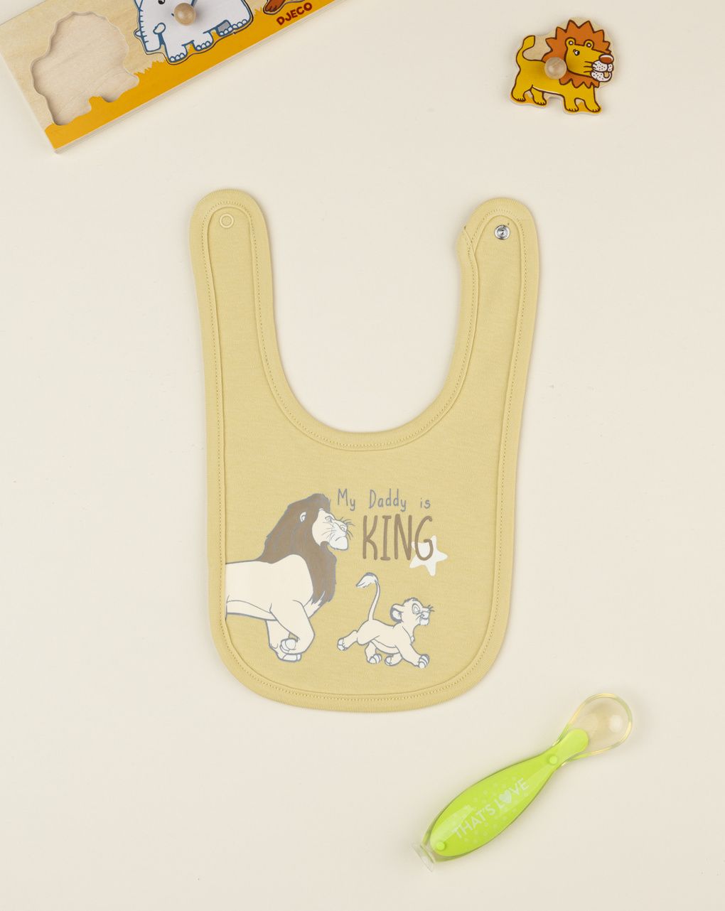 Bavaglino bimbo giallo re leone