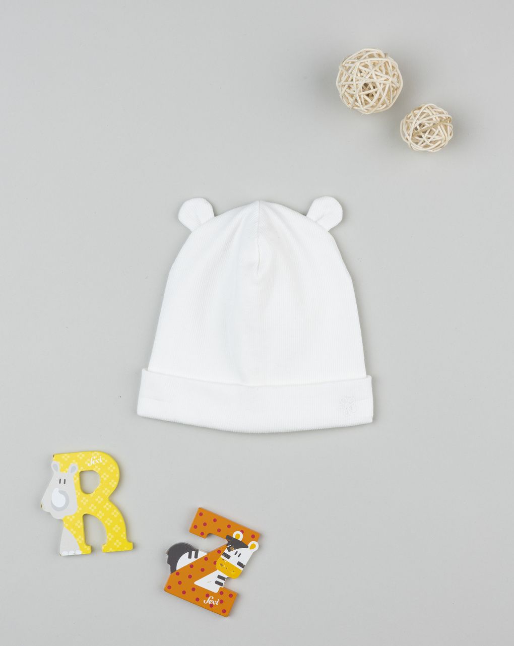 Berretto bimba bianco con orecchie