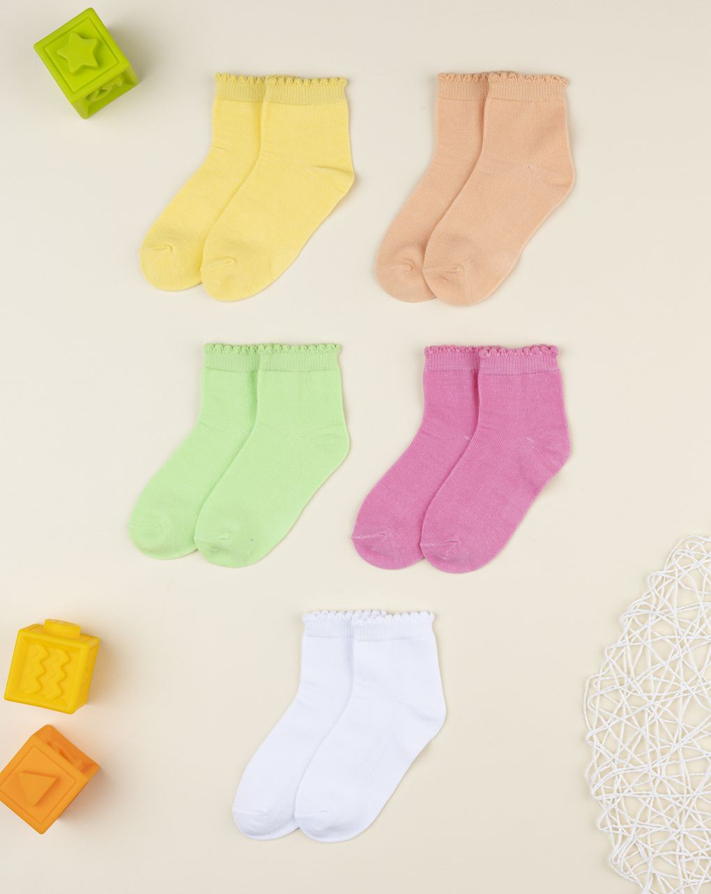 Pack 5 calze bambina vari colori
