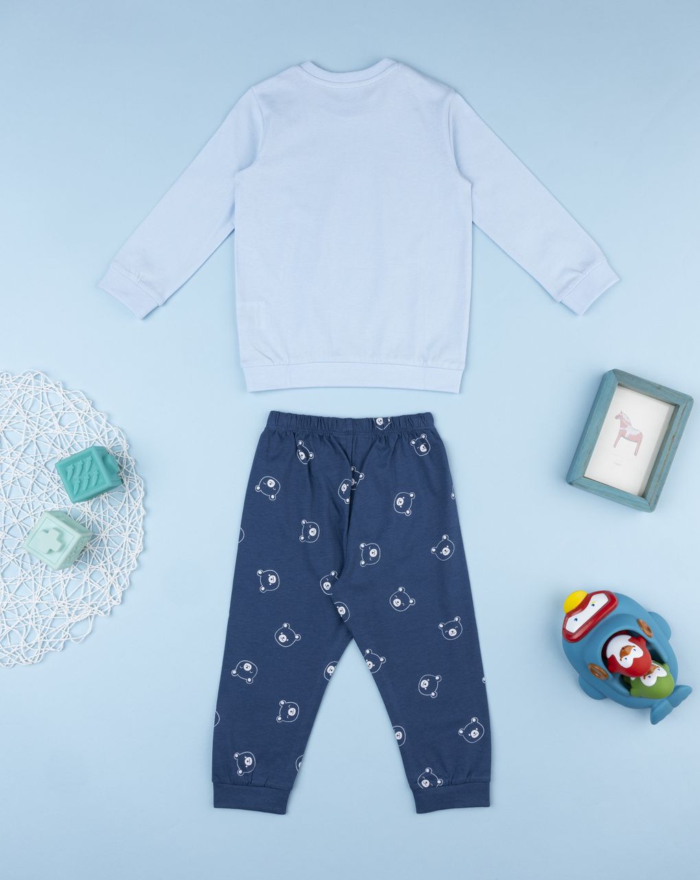 Pigiama due pezzi bimbo azzurro/blu orsi