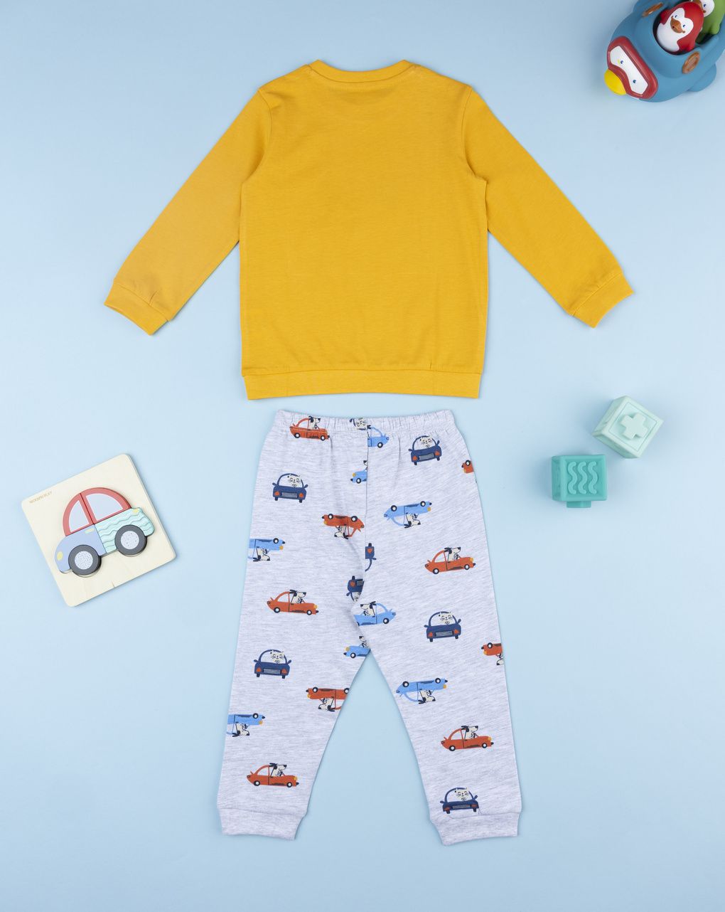 Pigiama 2 pezzi bimbo giallo/grigio car