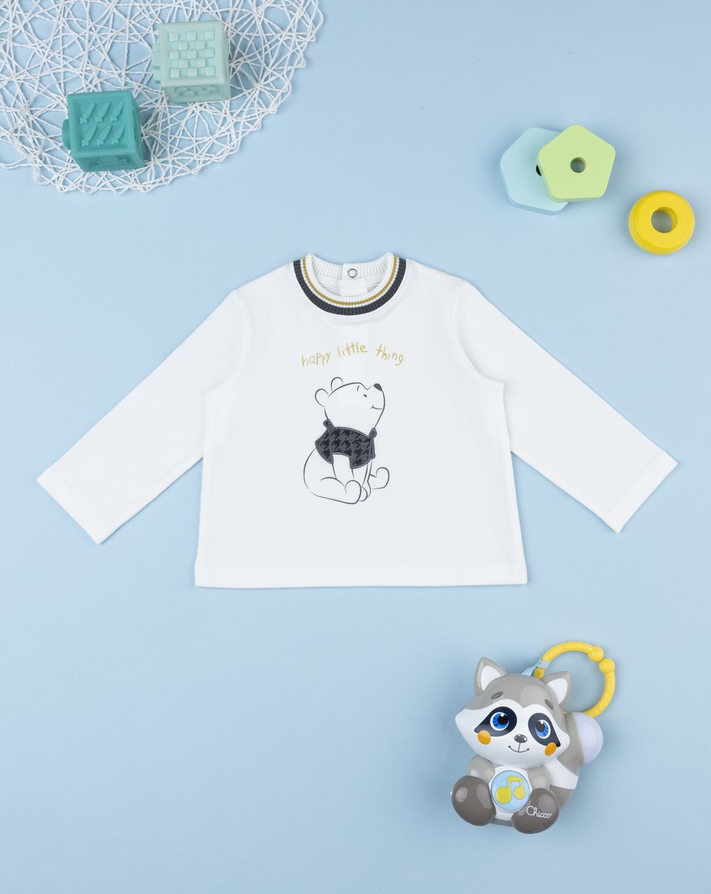 T-shirt bimbo bianca stampata winnie the pooh