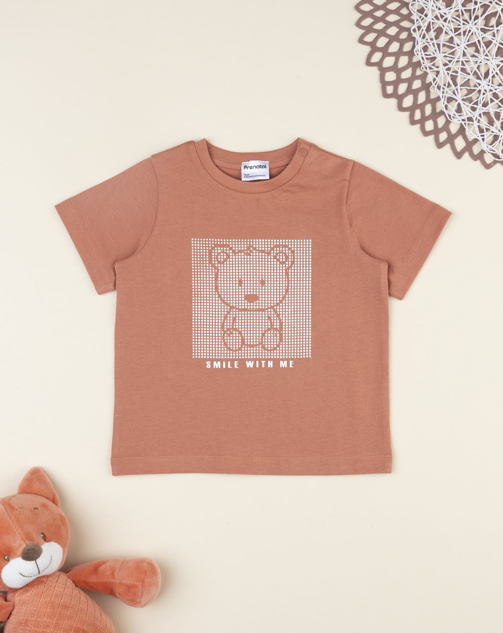 T.shirt bimbo arancione orso