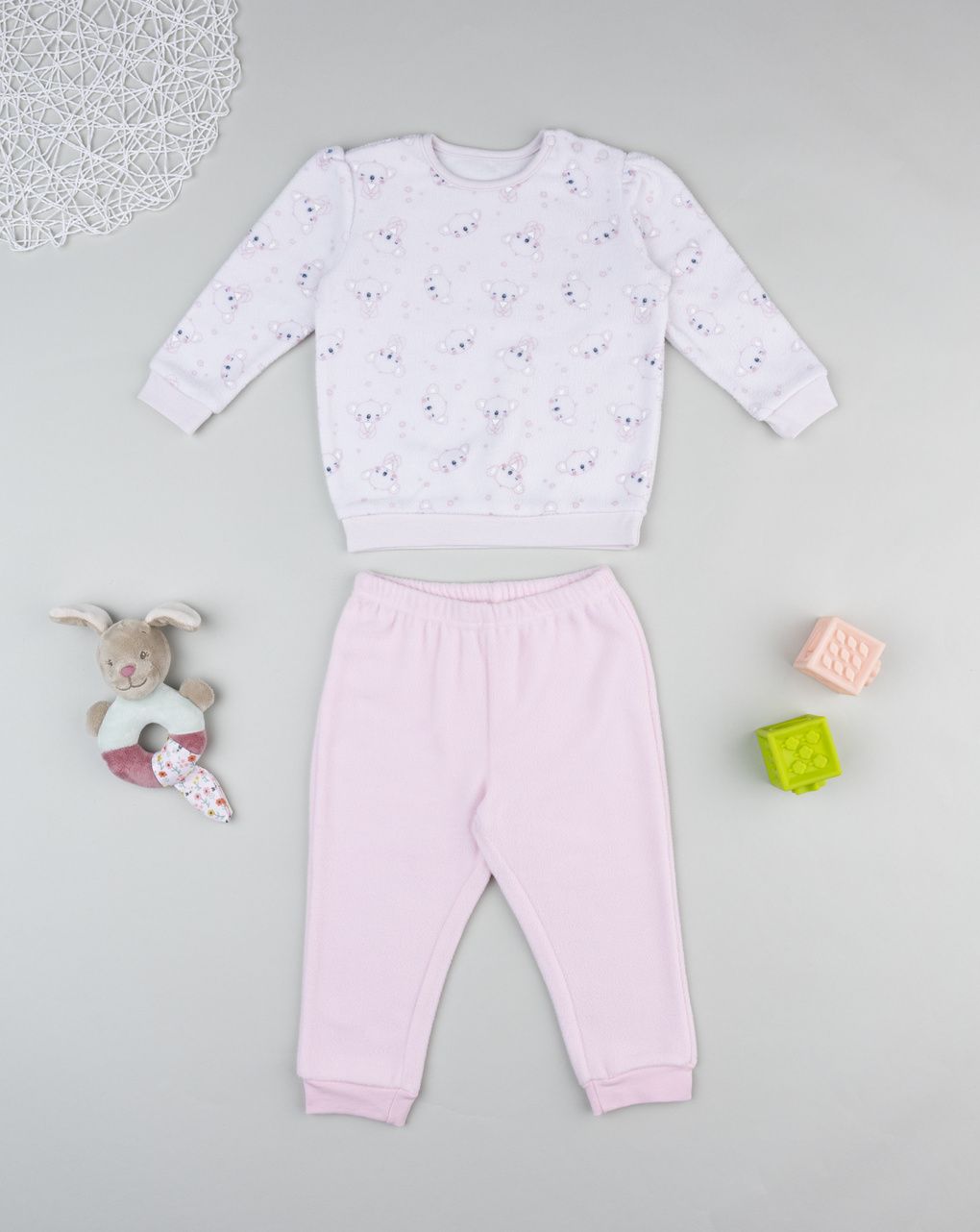 Pigiama bimba bianco/rosa koala