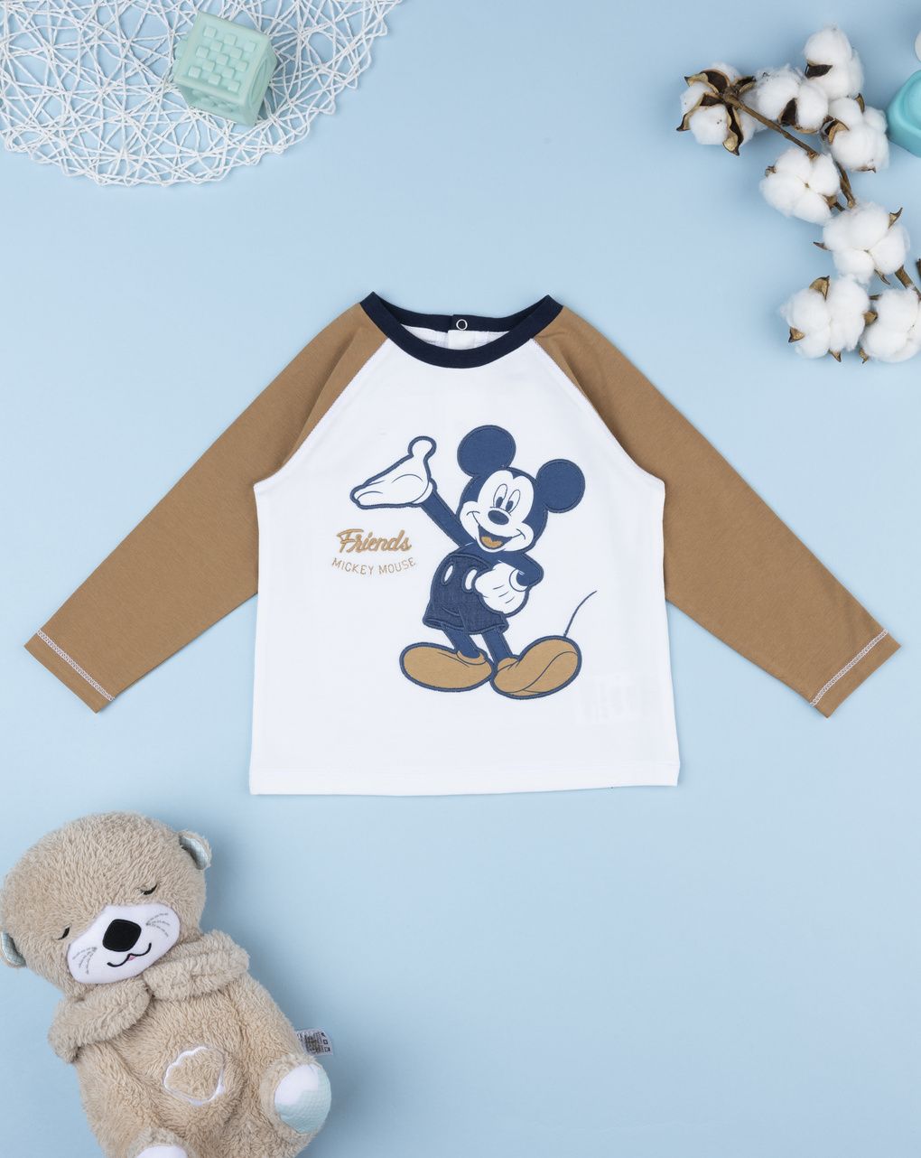 T-shirt bimbo bianca mickey mouse