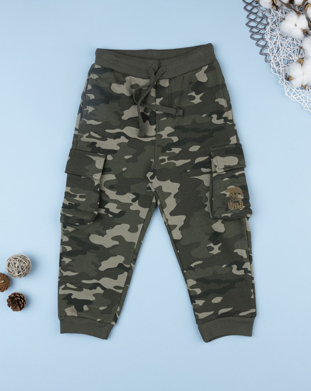 Pantalone bimbo felpato camouflage