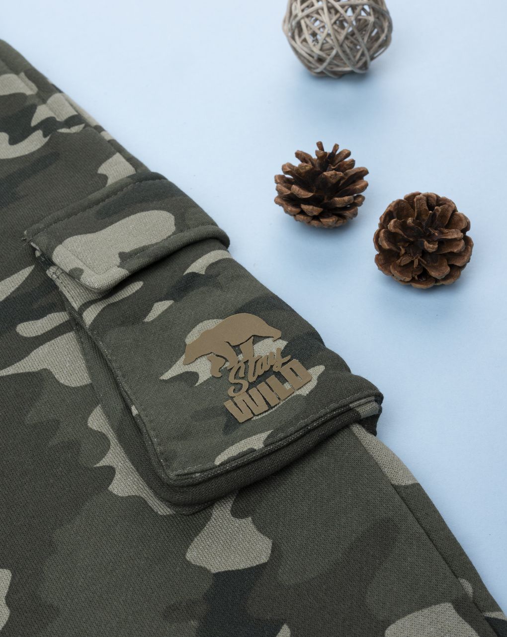 Pantalone bimbo felpato camouflage