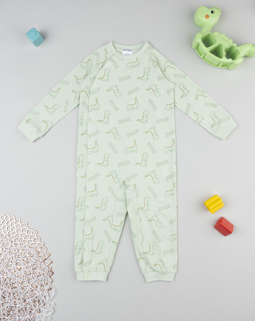 Pigiamone bimbo verde dinosauri
