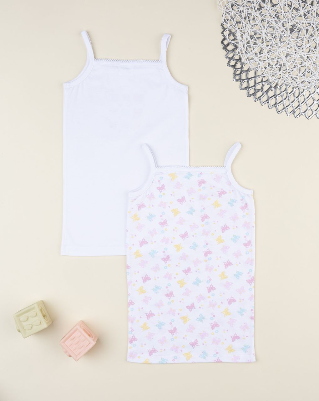 Pack 2 canotte bimba farfalle