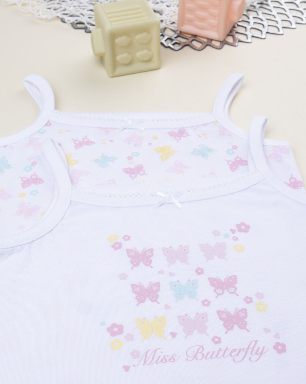 Pack 2 canotte bimba farfalle