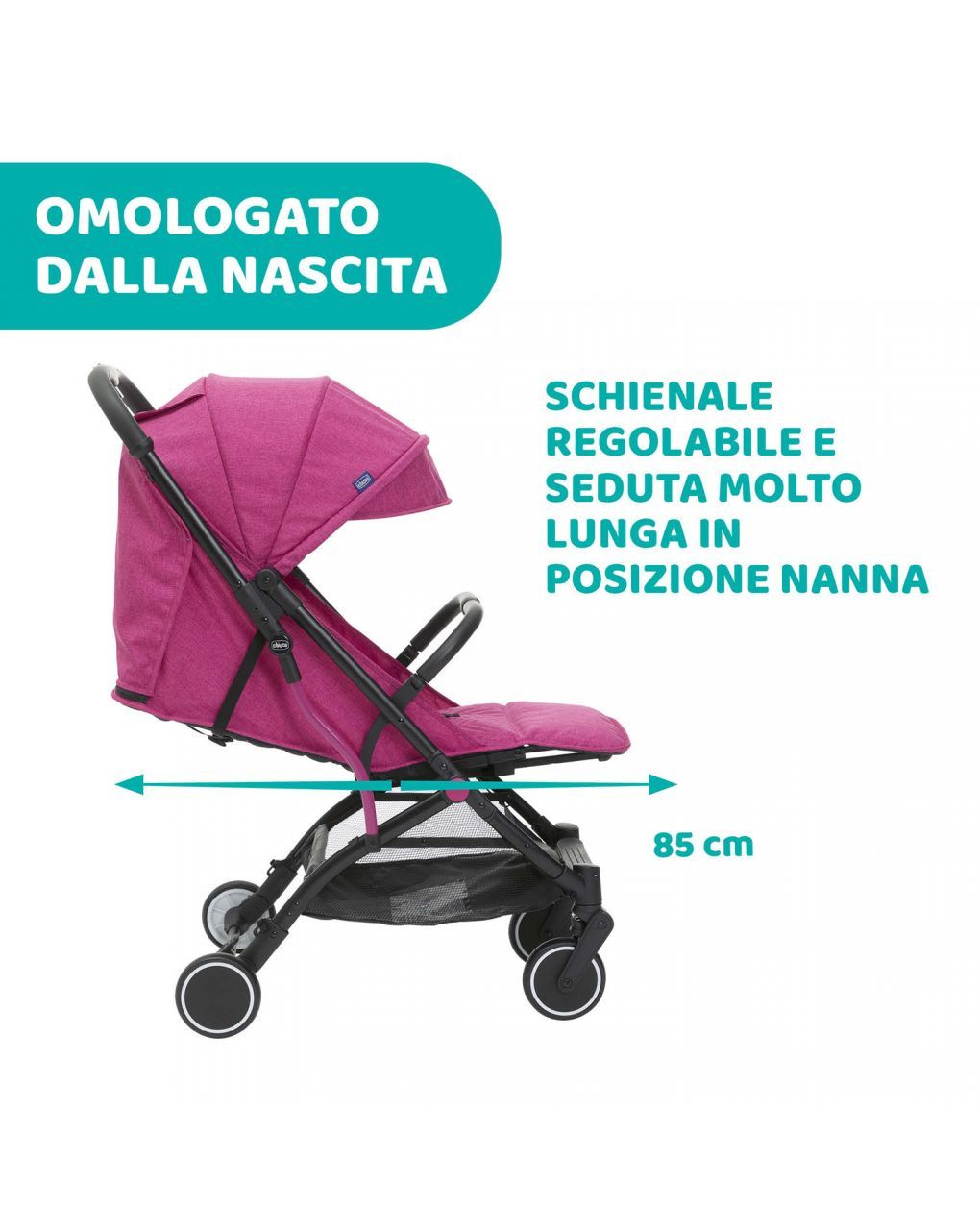 Passeggino trolley me aurora pink - chicco