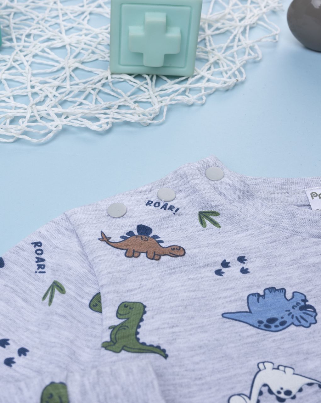 Pigiama bimbo due pezzi dino grigio