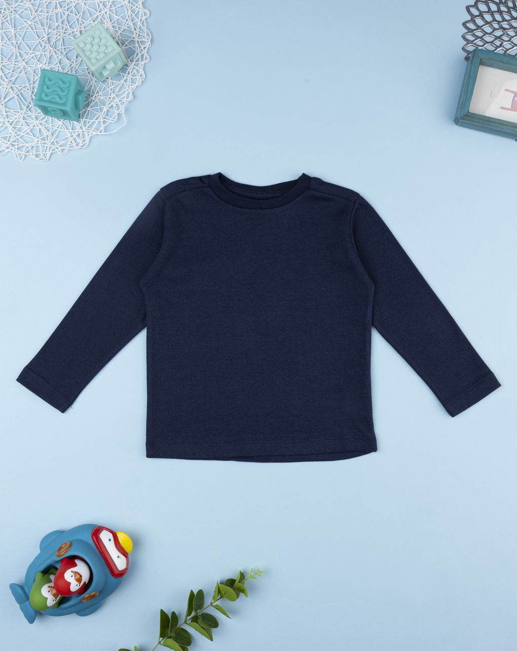 T-shirt blu notte maniche lunghe bambino