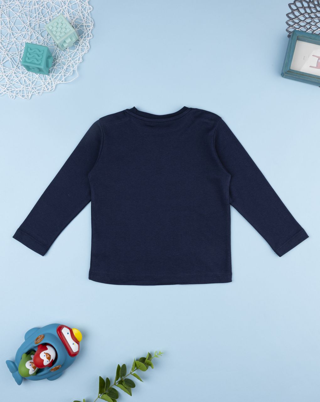 T-shirt blu notte maniche lunghe bambino