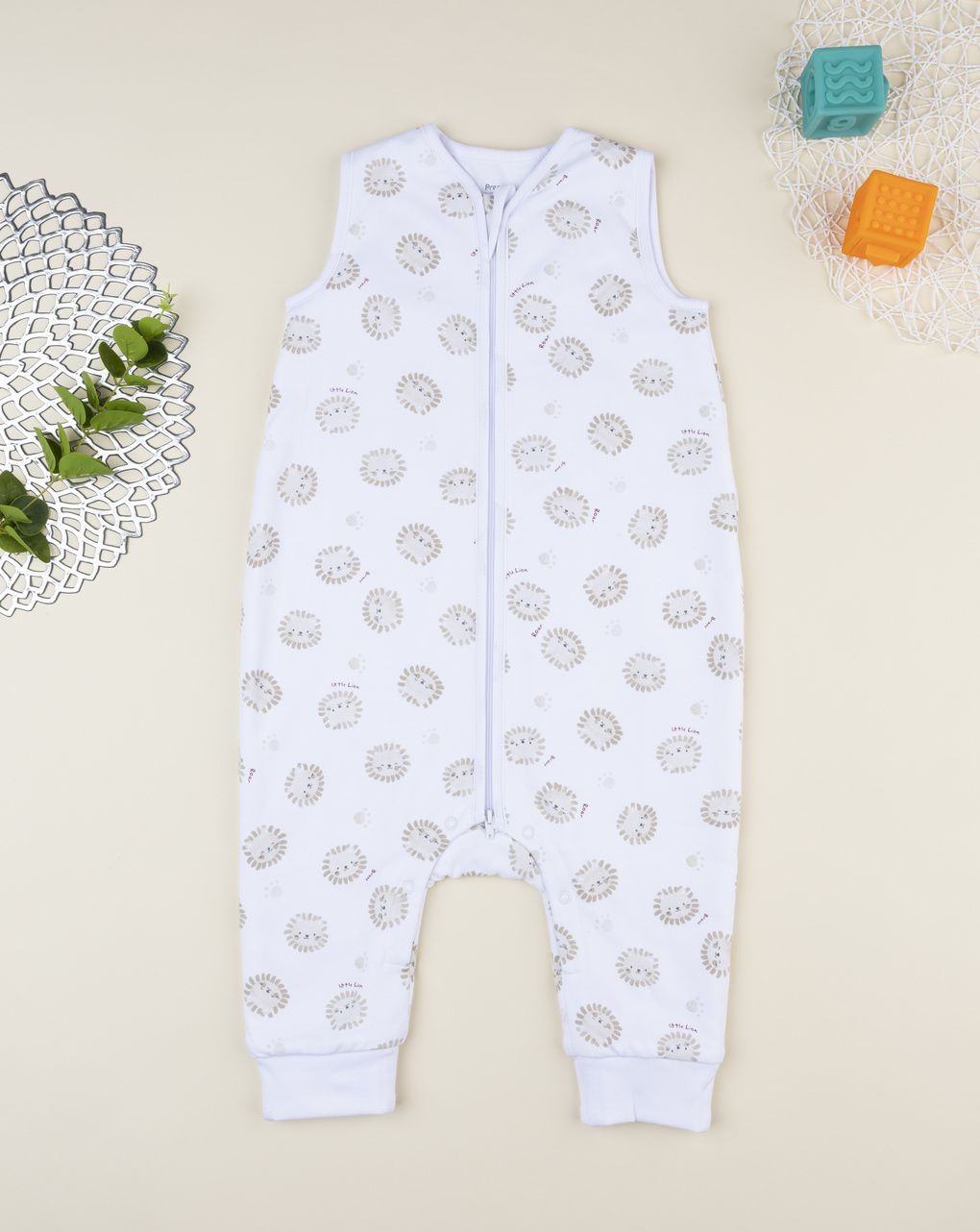 Sacco nanna bimbo bianco leoncini allover