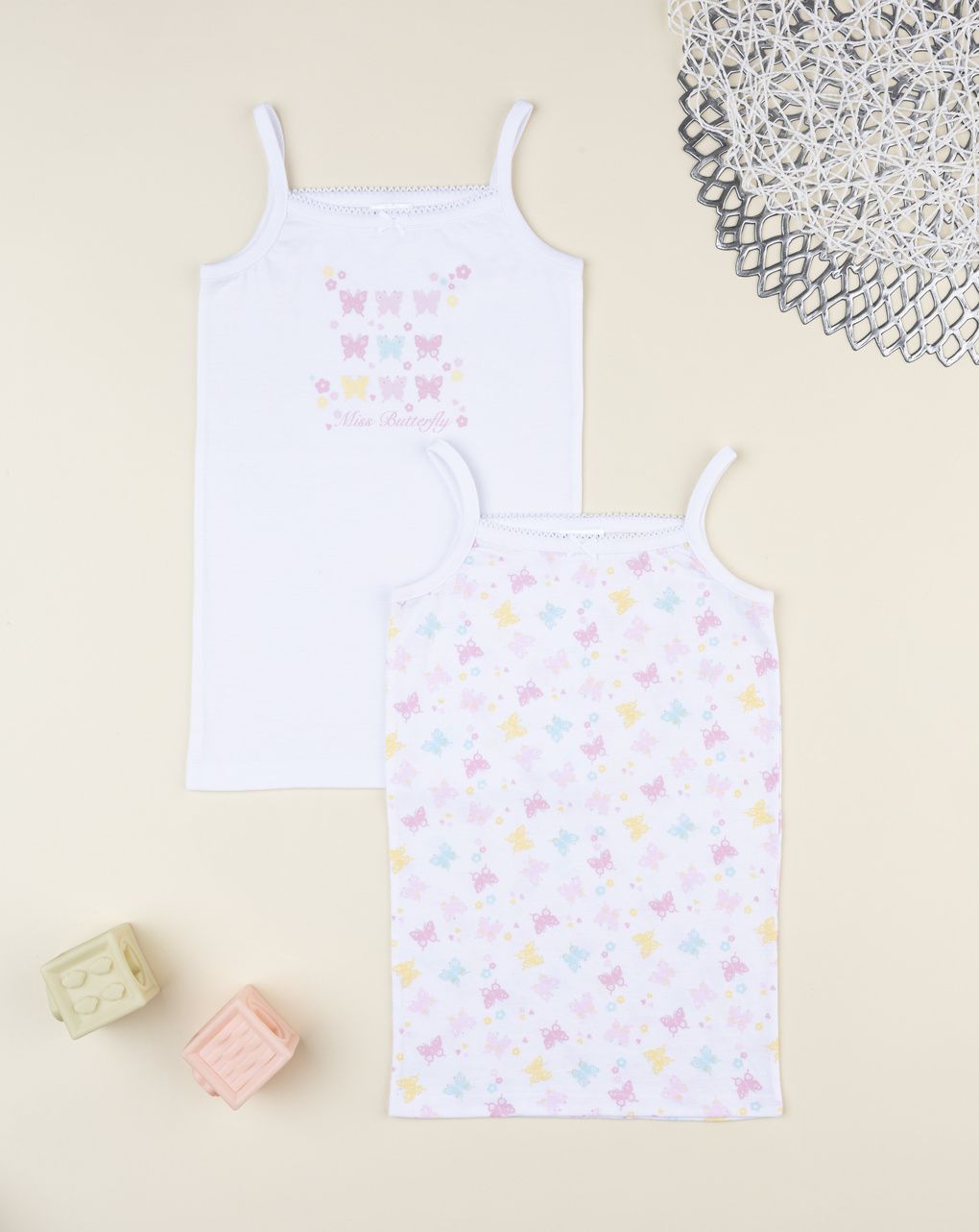 Pack 2 canotte bimba farfalle