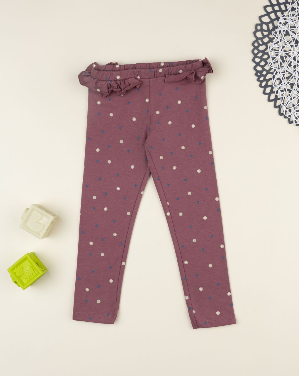 Legging bambina rosa antico con frill